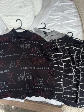 3 Used Armani Exchange Black Polo Shirts Size Medium